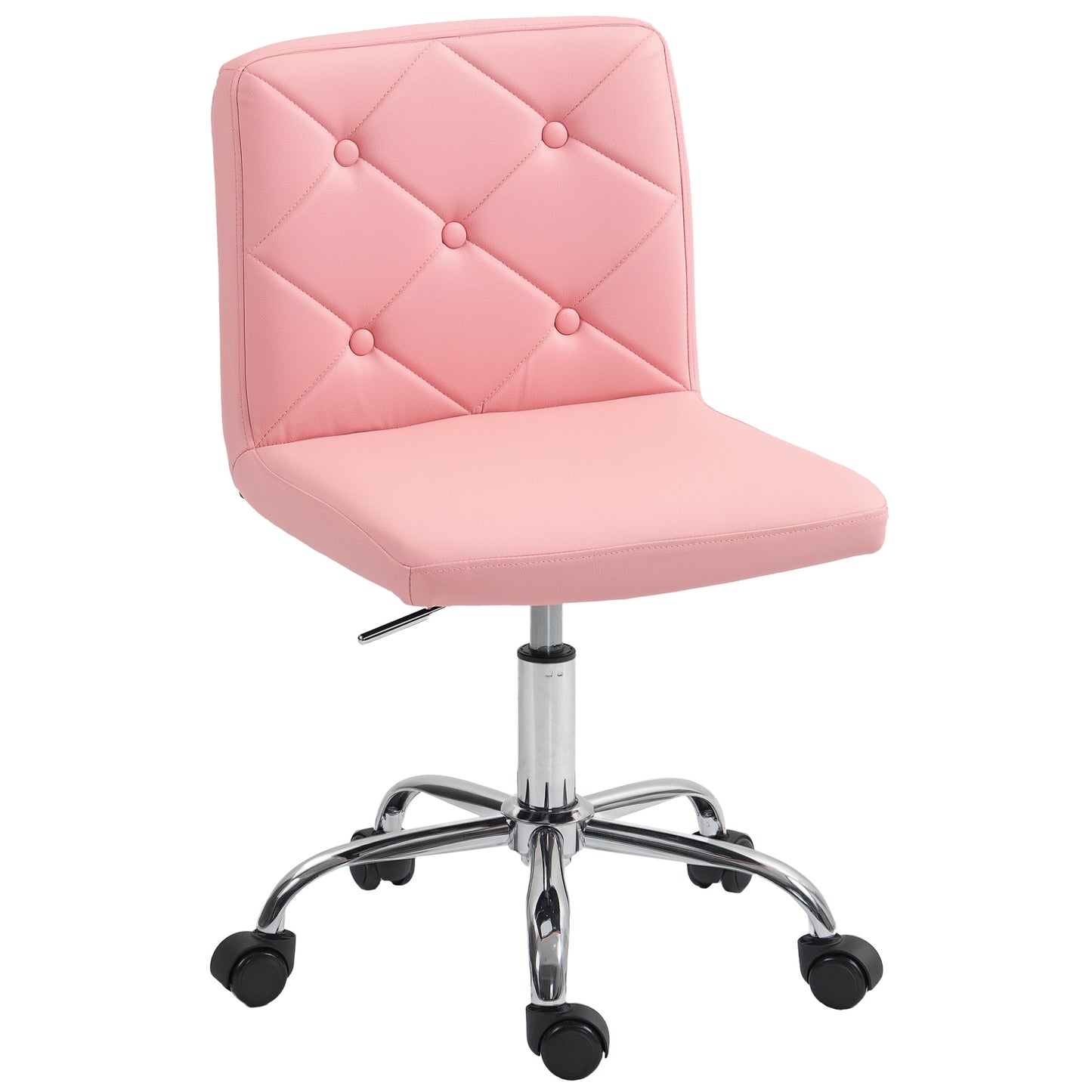 Modern Vanity Computer Desk Chair with Rolling Wheels, Pink