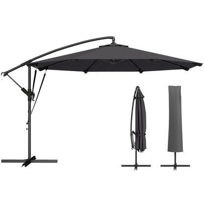 3 m Cantilever Parasol, Offset Umbrella with Cover and Wind Ropes