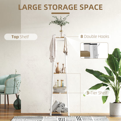 Clothes Rack with Storage, Garment Rack with 8 Hooks and 3-Tier Shelf