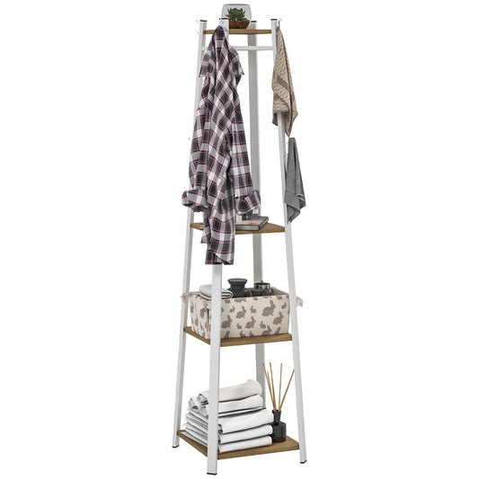 Clothes Rack with Storage, Garment Rack with 8 Hooks and 3-Tier Shelf