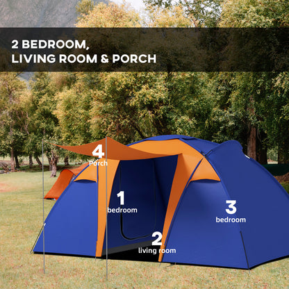 2 bedroom tent Camping Tent with 2 Bedroom, Living Area and Porch, 4-6 Man Large Tunn – QuidsIn Superstore