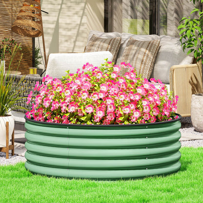 Galvanised Planter with Gloves, 120 x 120 x 43cm, Light Green