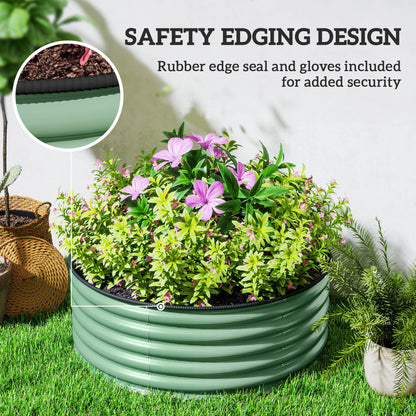 Galvanised Planter with Gloves, 120 x 120 x 43cm, Light Green