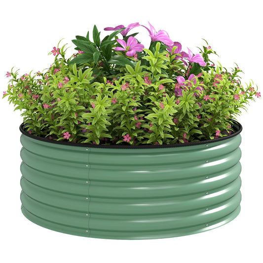 Galvanised Planter with Gloves, 120 x 120 x 43cm, Light Green