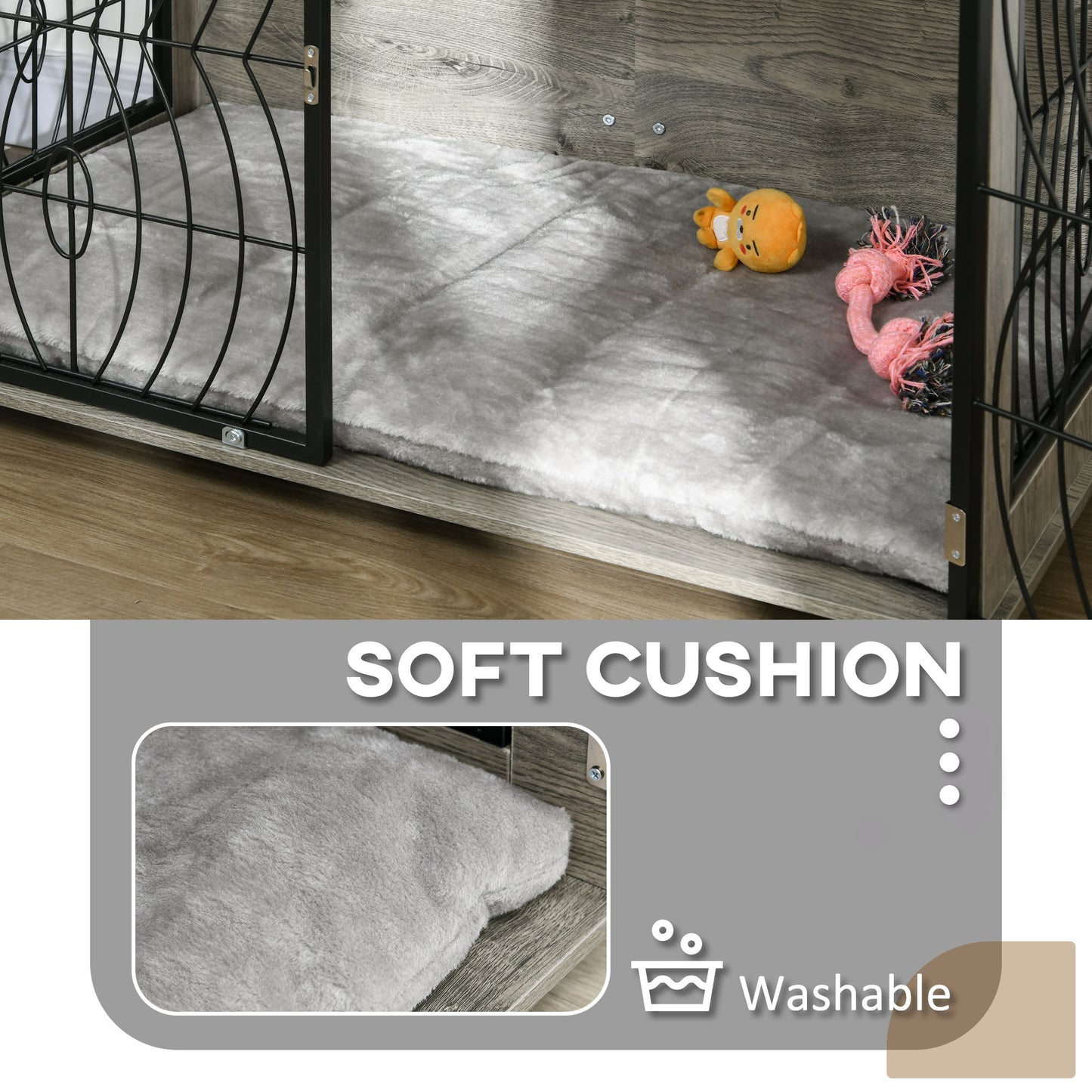 37" Dog Crate Furniture End Table w/ Cushion for Large Dogs