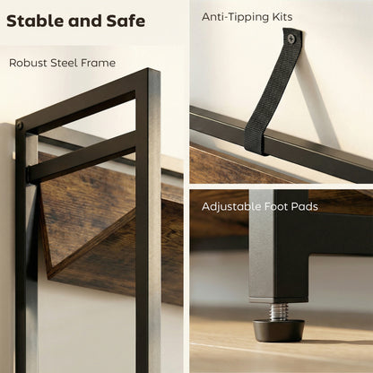 836-690V00AK Anti-Slip Design 5-Tier Rustic Brown