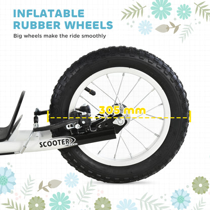 Kids Stunt Scooter with 12" Rubber Tyres, Adjustable Handlebar, White