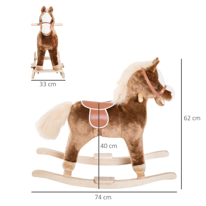 Kids Plush Rocking Horse-Brown