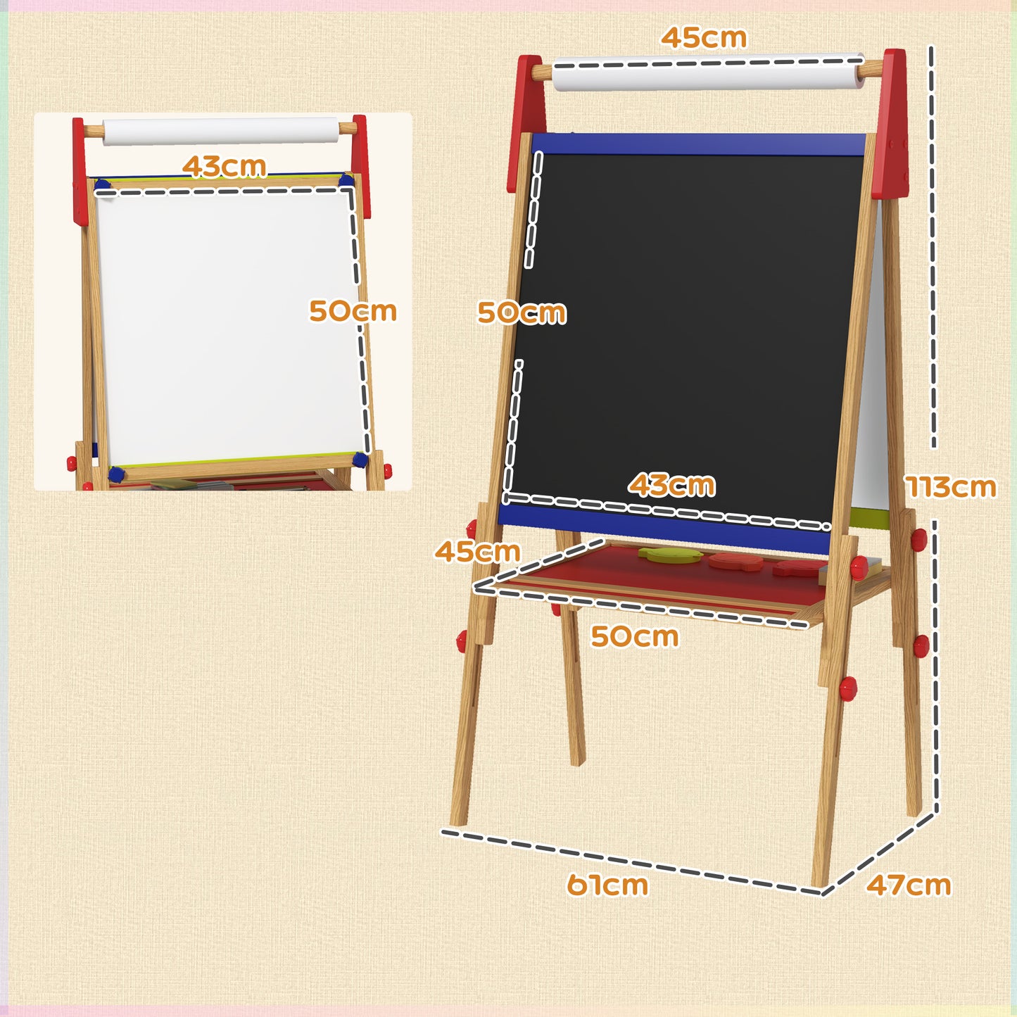 3 in 1 Kids Easel with Paper Roll