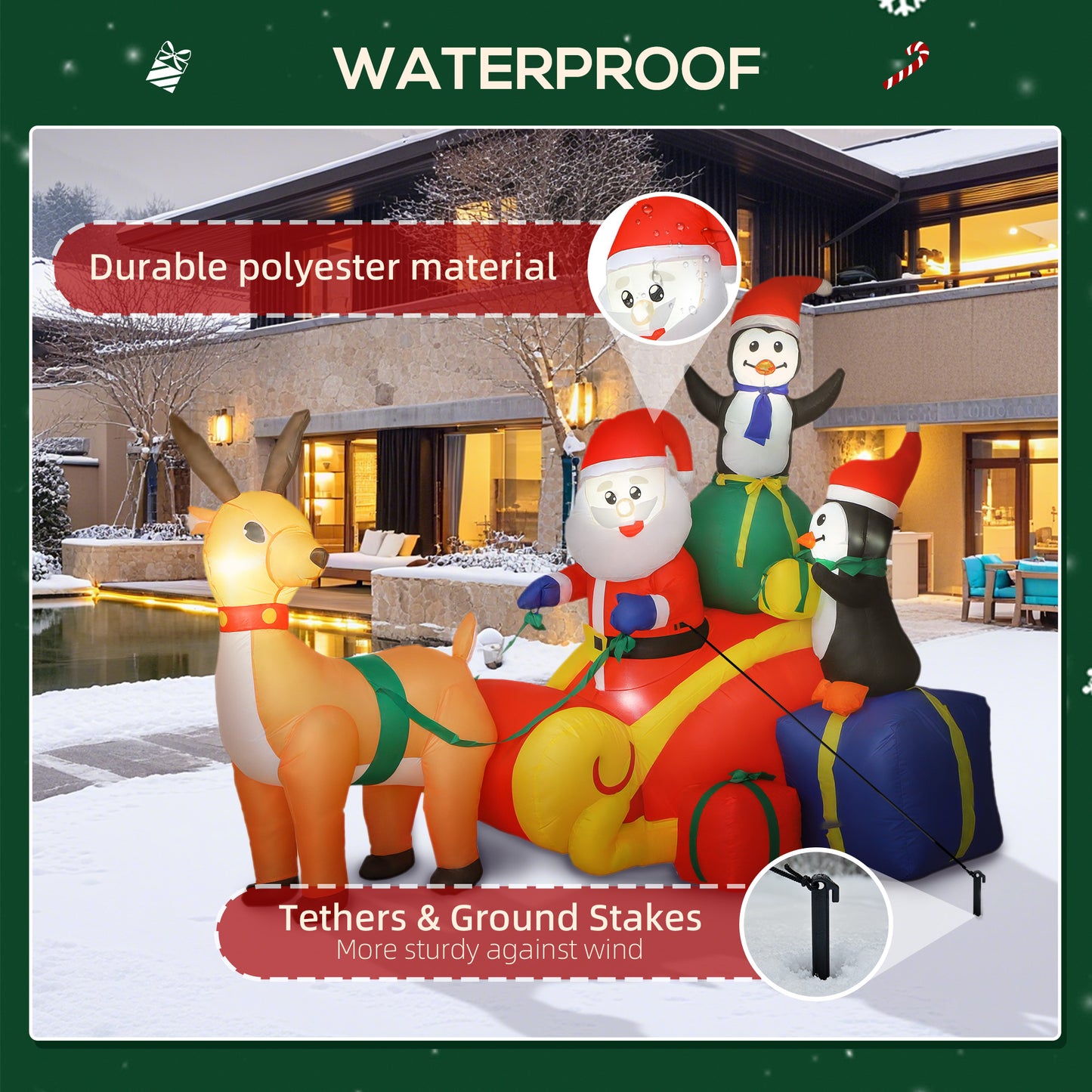 Blow Up Outdoor Christmas Decoration with Built-in LED Lights