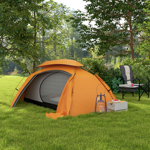 Aluminium Frame Camping Tent Dome Tent with Removable Rainfly, 2000mm Waterproof, for 1-2 Man, Orange