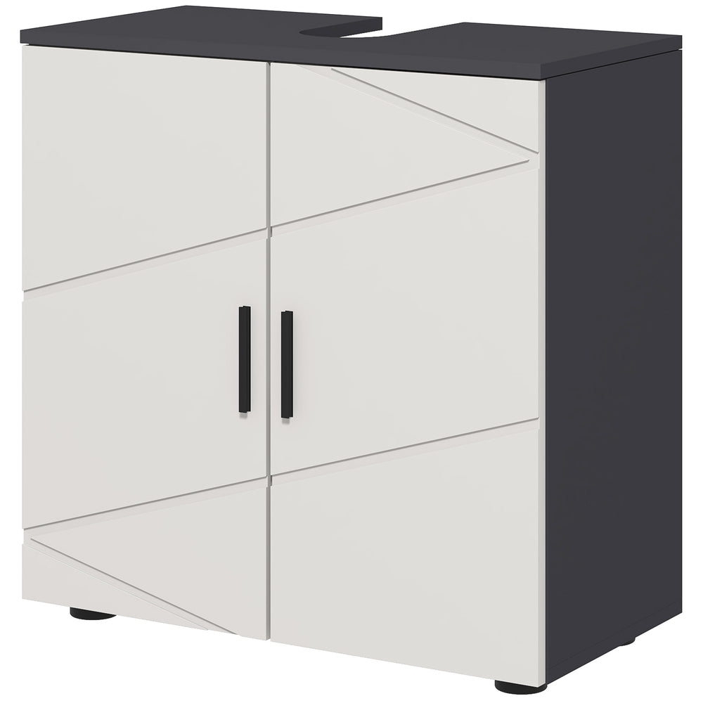 kleankin Under Sink Cabinet, Bathroom Vanity Unit, Floor Basin Storage Cupboard with Double Doors and Shelf, 60 x 30 x 60 cm, Grey