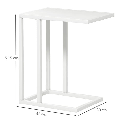 C Shape Side Table w/ Wood-Effect Top, White