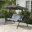 3-Seat Swing Chair Garden Swing Seat with Adjustable Canopy for Patio, Grey and White