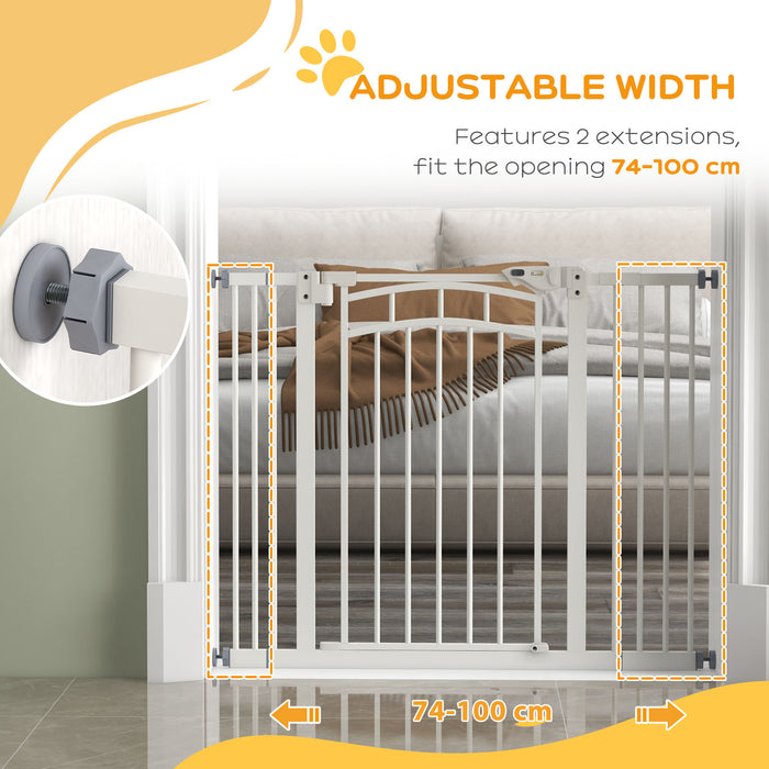 Pressure Fit Stair Gate, Dog Gate w/ Auto Closing Door for Small, Medium Dog, Easy Installation, for Width 74 to 100cm