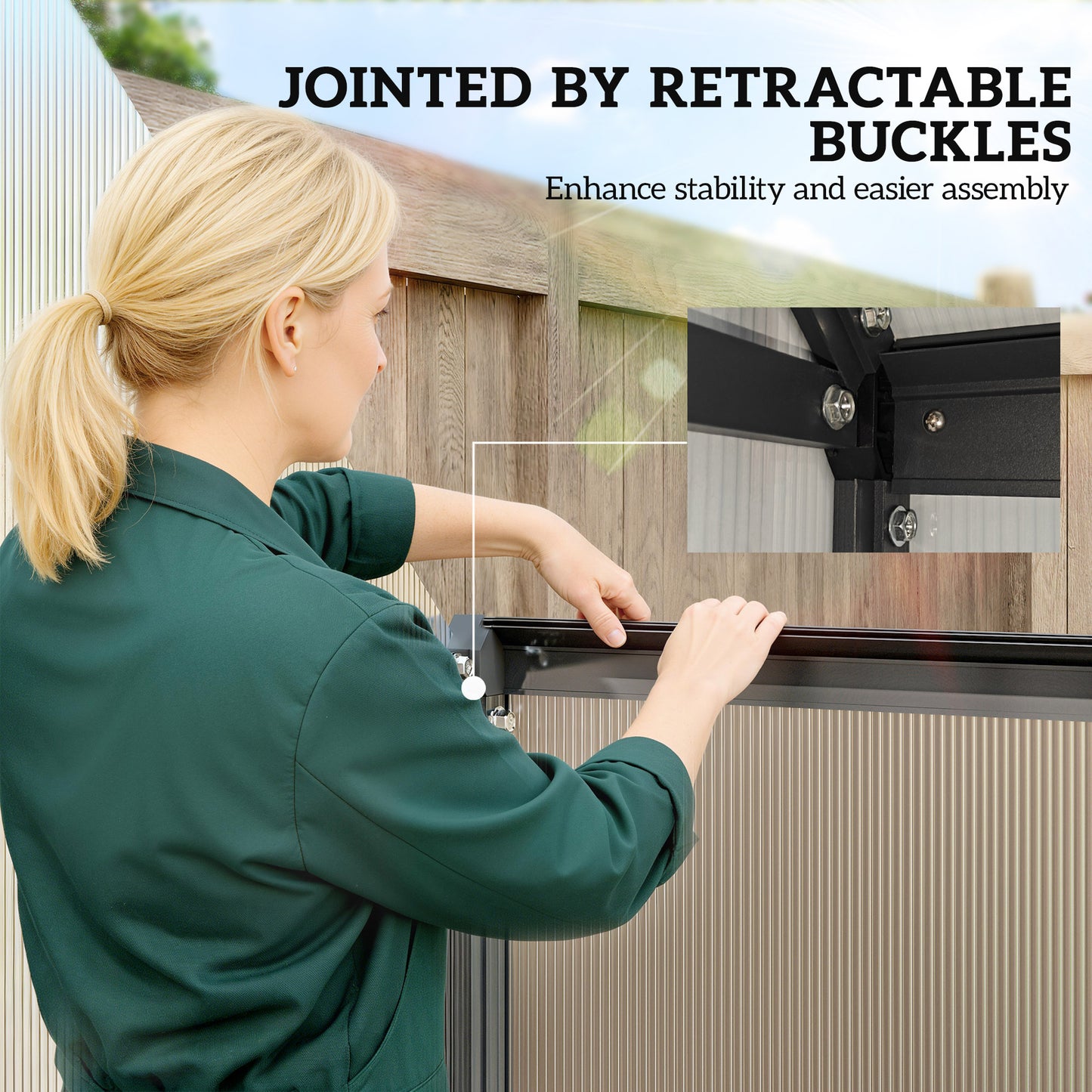 Polycarbonate Greenhouse Garden Green House with Swing Door, Black