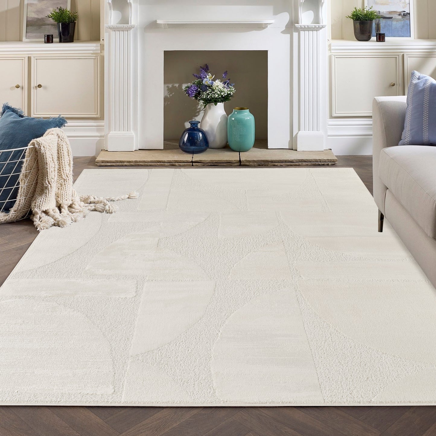 Hamilton Modern Sheen Area Rug - Abstract Motif Geometric Lines Design - 3 Colours Available