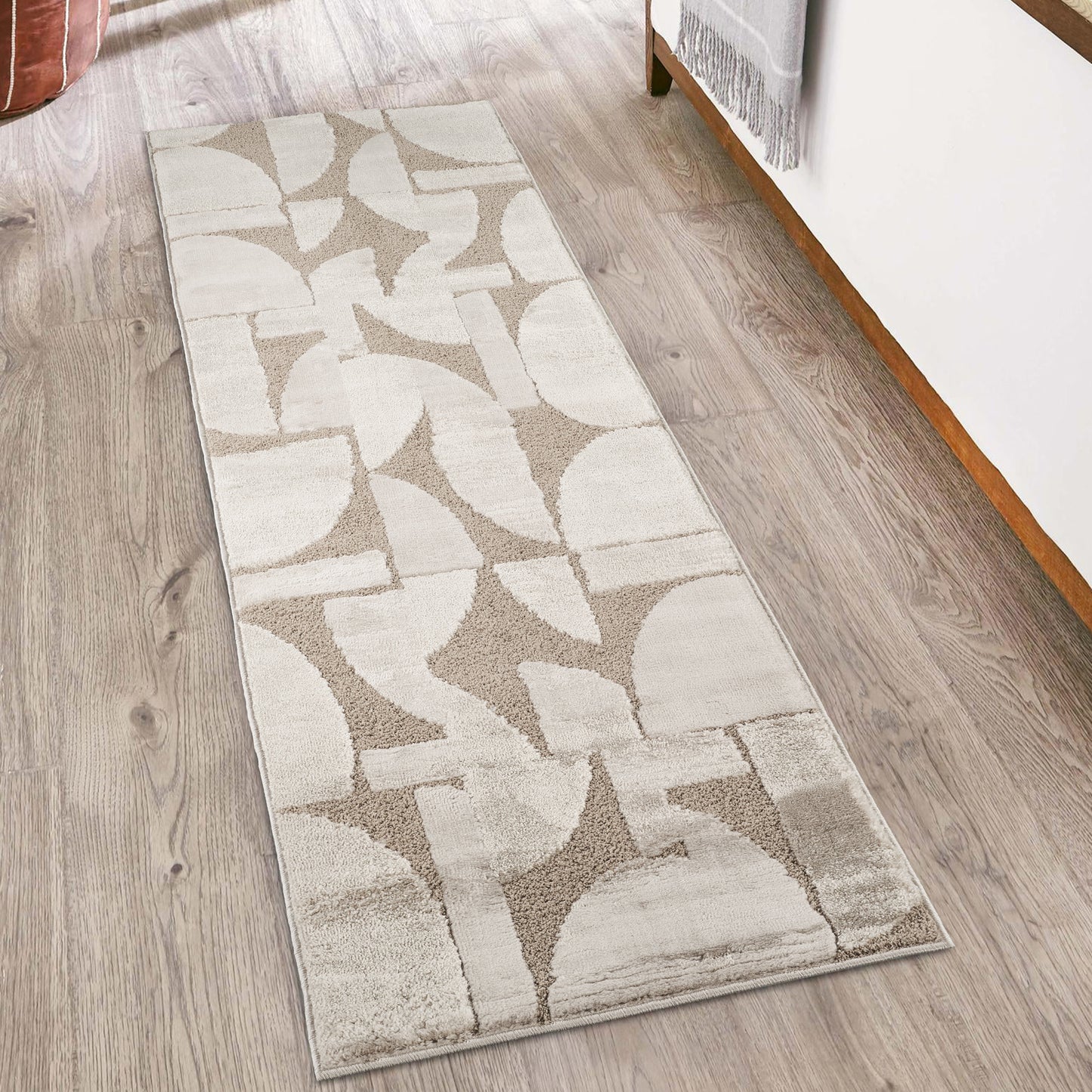 Hamilton Modern Sheen Area Rug - Abstract Motif Geometric Lines Design - 3 Colours Available