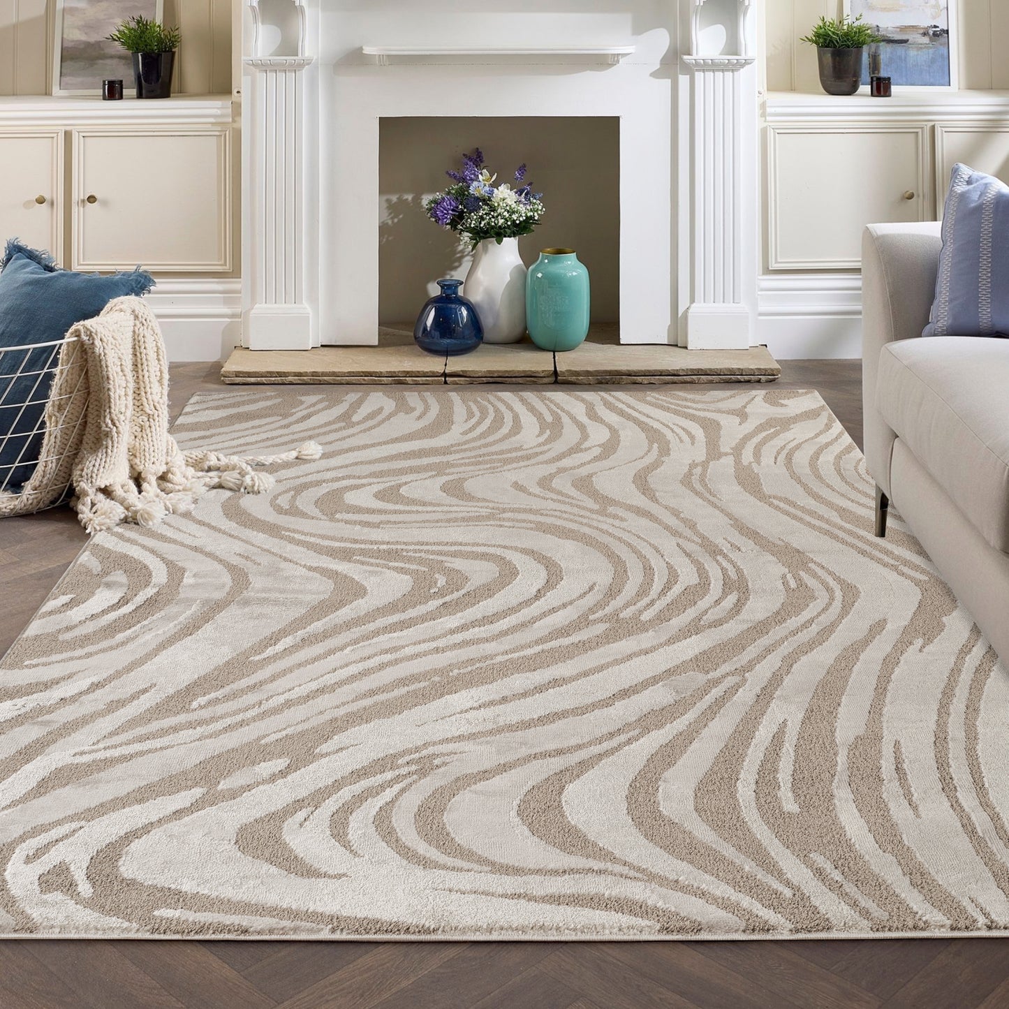 Hamilton Modern Metallic Sheen Area Rug - Marble Inspired Design - 3 Colours Available