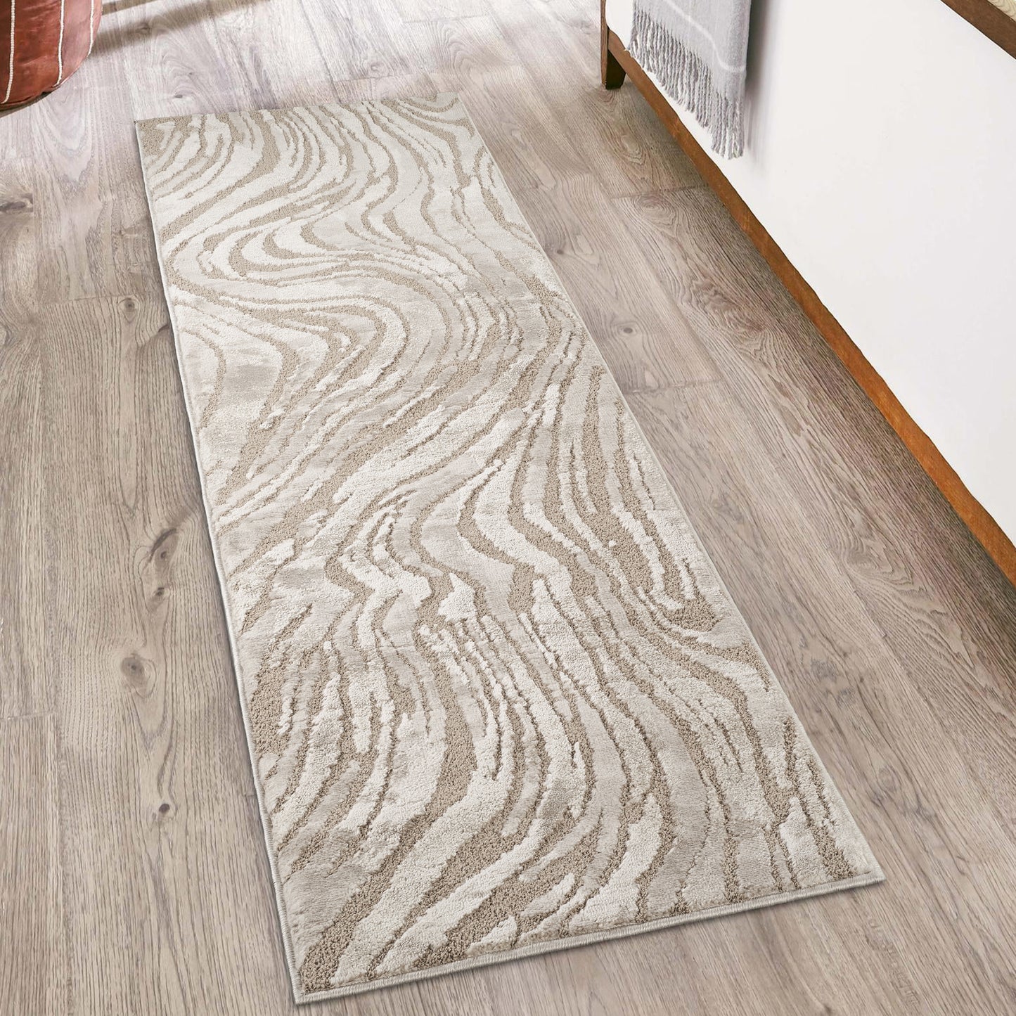 Hamilton Modern Metallic Sheen Area Rug - Marble Inspired Design - 3 Colours Available