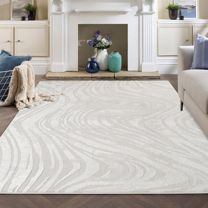 Hamilton Modern Metallic Sheen Area Rug - Marble Inspired Design - 3 Colours Available