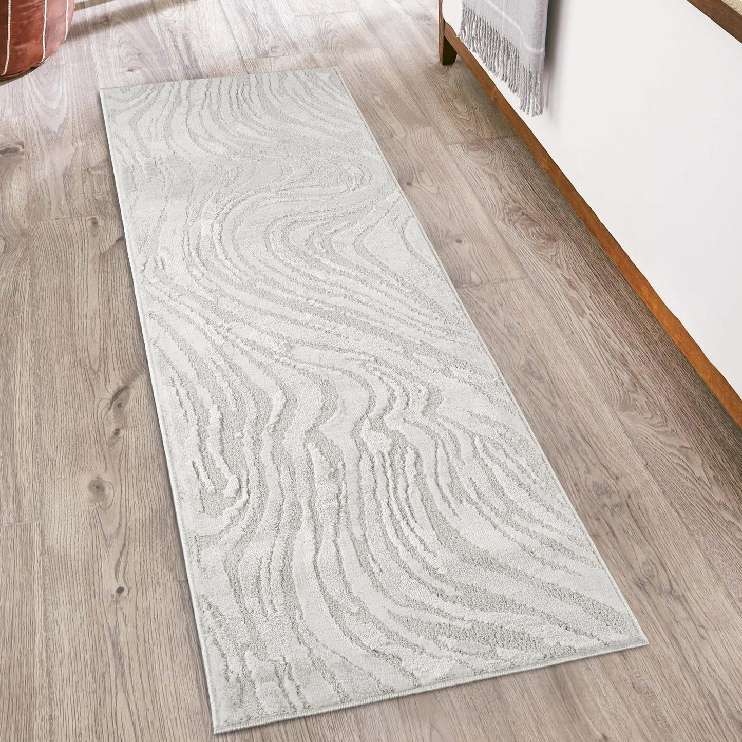 Hamilton Modern Metallic Sheen Area Rug - Marble Inspired Design - 3 Colours Available