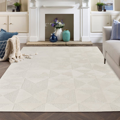 Hamilton Modern Metallic Sheen Area Rug - Mosaic Geometric Triangle Design - 3 Colours Available