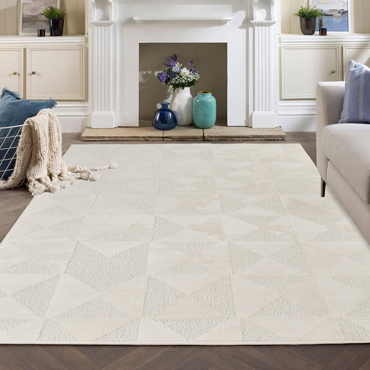 Hamilton Modern Metallic Sheen Area Rug - Mosaic Geometric Triangle Design - 3 Colours Available