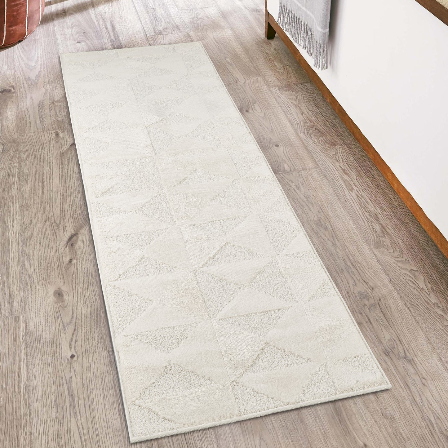Hamilton Modern Metallic Sheen Area Rug - Mosaic Geometric Triangle Design - 3 Colours Available