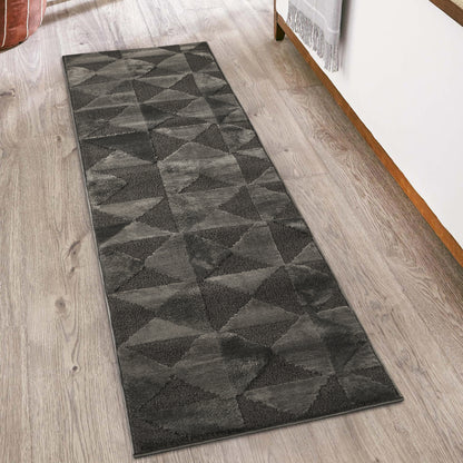 Hamilton Modern Metallic Sheen Area Rug - Mosaic Geometric Triangle Design - 3 Colours Available
