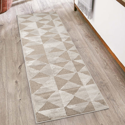 Hamilton Modern Metallic Sheen Area Rug - Mosaic Geometric Triangle Design - 3 Colours Available