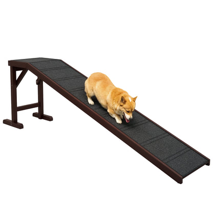 Pet Ramp for Dogs Cats with Non-Slip Carpet for Bed Sofa, Brown