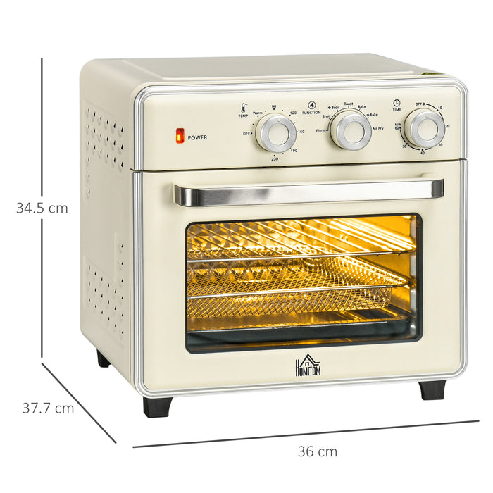 7-in-1 Toaster Oven, 20L 4-Slice Convection Oven with Warm, Broil, Toast, Bake, Air Fryer, 60min Timer and Adjustable Thermostat