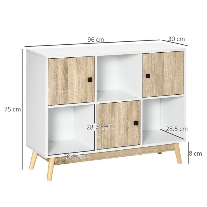 Bookcase, Display Cabinet with 6 Storage Cubes for Living Room Natural