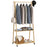 Bamboo Clothes Rail Rack with 2 Storage Shelves, Natural Wood Effect