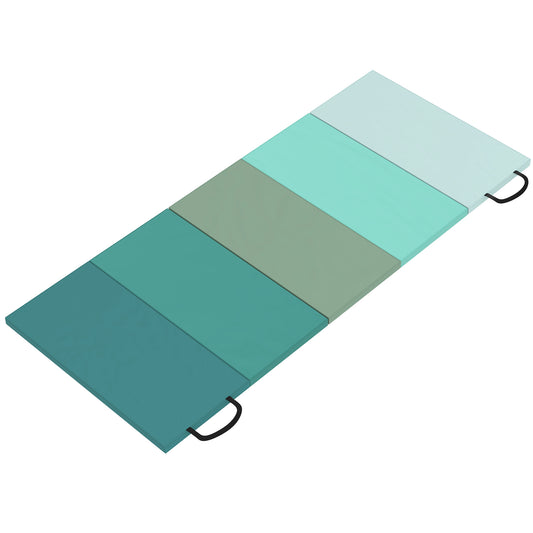 6FT Foldable Gymnastics Mat, 3.2 cm Thick Crash Mat with Carry Strap Handles for Home Training, Mixed Green