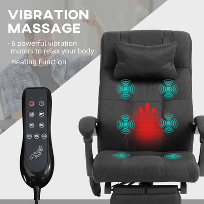 Fabric Vibration Massage Office Chair with Heat, Head Pillow, Black