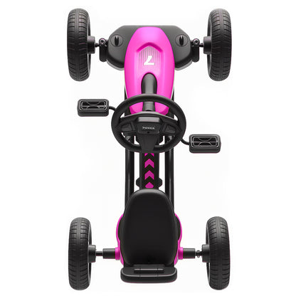 Pedal Go-Kart for Kids with Silent EVA Wheels, Metal Frame, Pink