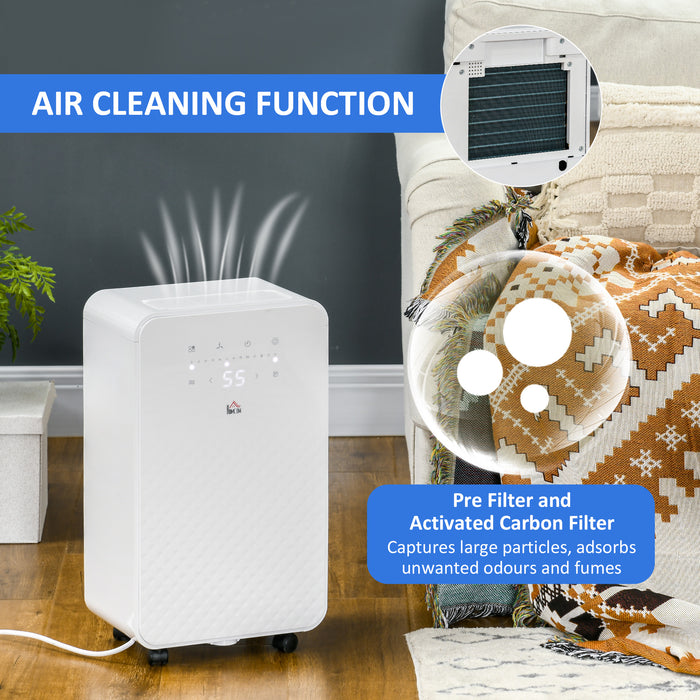 12L/Day Protable Quiet Air Dehumidifier with Purifier, Timer, 5 Modes