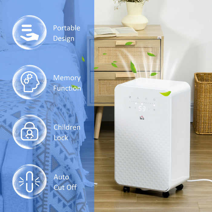 12L/Day Portable Quiet Air Dehumidifier with Purifier, Timer, 5 Modes Removes Moisture & Helps With Damp