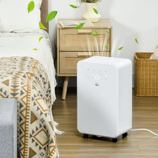 12L/Day Portable Quiet Air Dehumidifier with Purifier, Timer, 5 Modes Removes Moisture & Helps With Damp