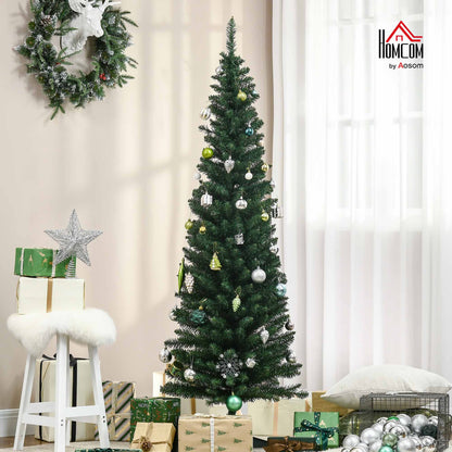 6FT Pencil Artificial Christmas Tree with Solid Stand Tips Green
