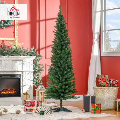 6FT Pencil Artificial Christmas Tree with Solid Stand Tips Green
