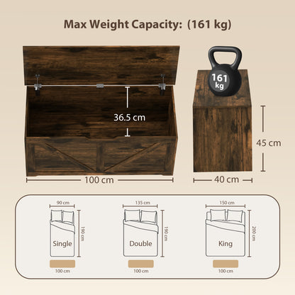 Storage Trunk for Living Room with Safety Hinges, 100cm, Rustic Brown