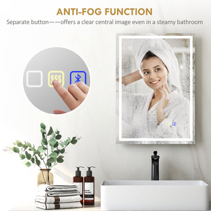 500 x 700 mm Bathroom Mirror with Bluetooth Lights Demister Pad