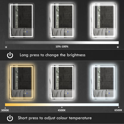 500 x 700 mm Bathroom Mirror with Bluetooth Lights Demister Pad