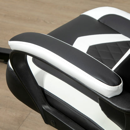 Racing Gaming Chair w/ Lumbar Support, Gamer Office Chair, Black White