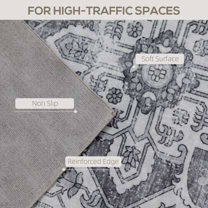 Flannel Non-Slip Washable Rug for Living Room, 170 x 120 cm, Grey