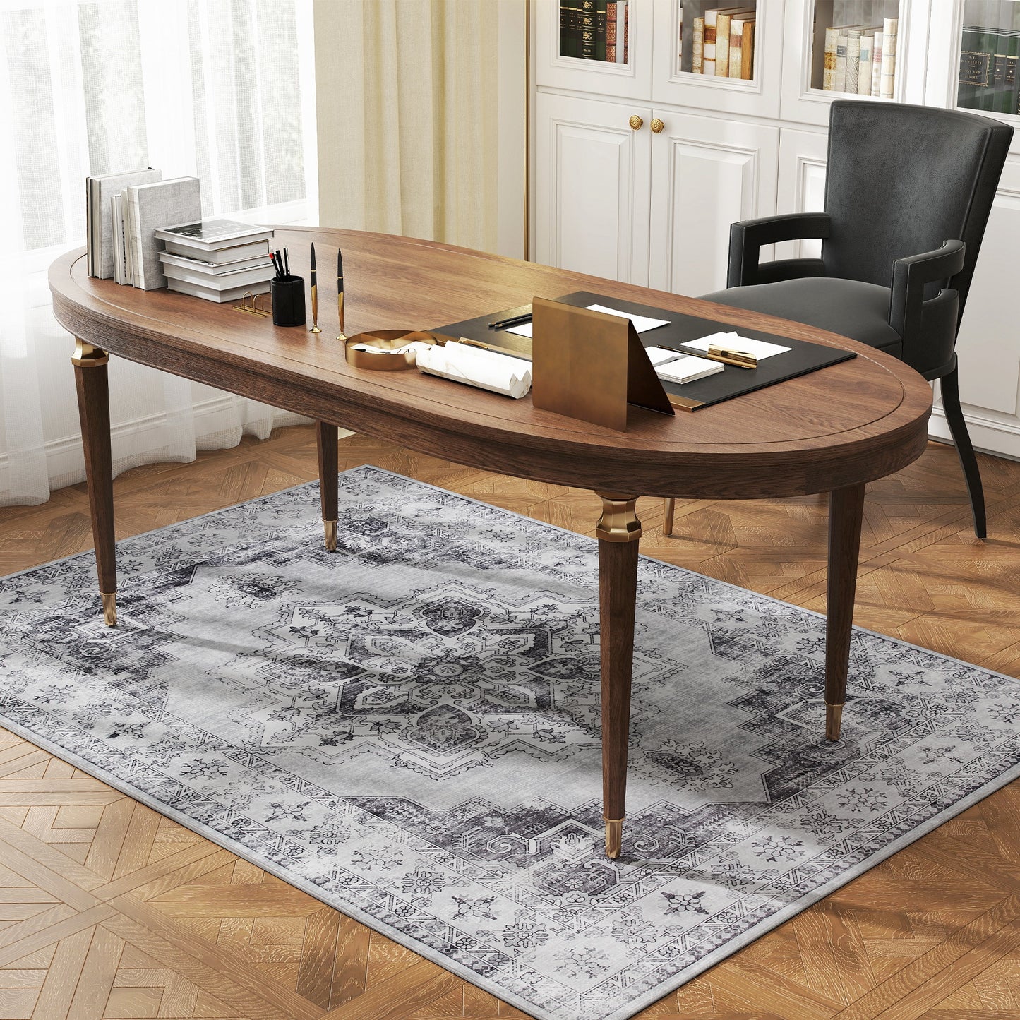 Flannel Non-Slip Washable Rug for Living Room, 170 x 120 cm, Grey