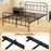 5ft Metal King Platform Bed Frame w/ Underbed Storage Headboard Black